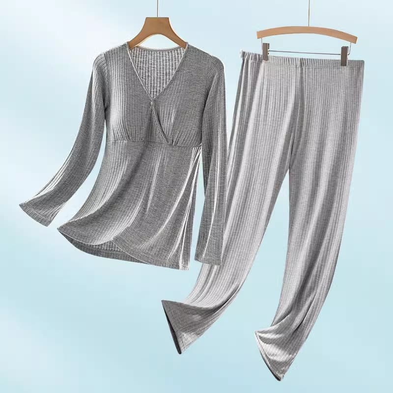 Plus Size 180lbs Maternity Nursing Set Home Postpartum Breastfeeding Pajamas for New Moms Autumn