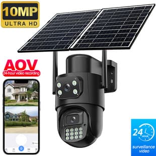 AOV Solar Security Camera 4G Home 5K Ultra HD 10MP Outdoor Wireless WiFi Network IP Camera