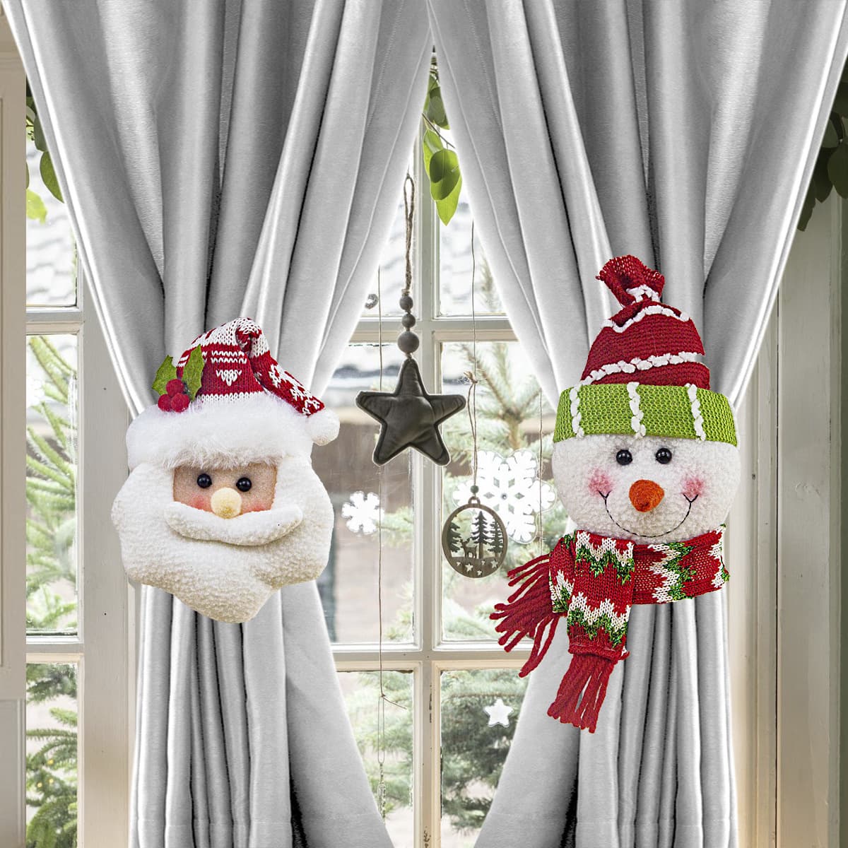 Christmas Curtain Tieback Santa Claus Snowman Decoration Curtain Holdback