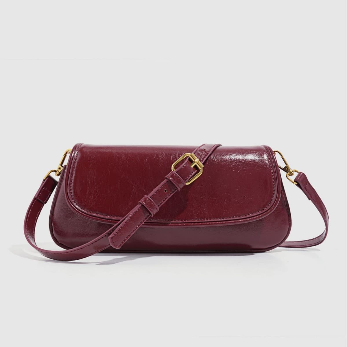 2026 New Retro Oil Wax Leather Small Square Bag Casual Versatile Shoulder Crossbody Bag Fashionable Double Compartment Women's Bag Wholesale
