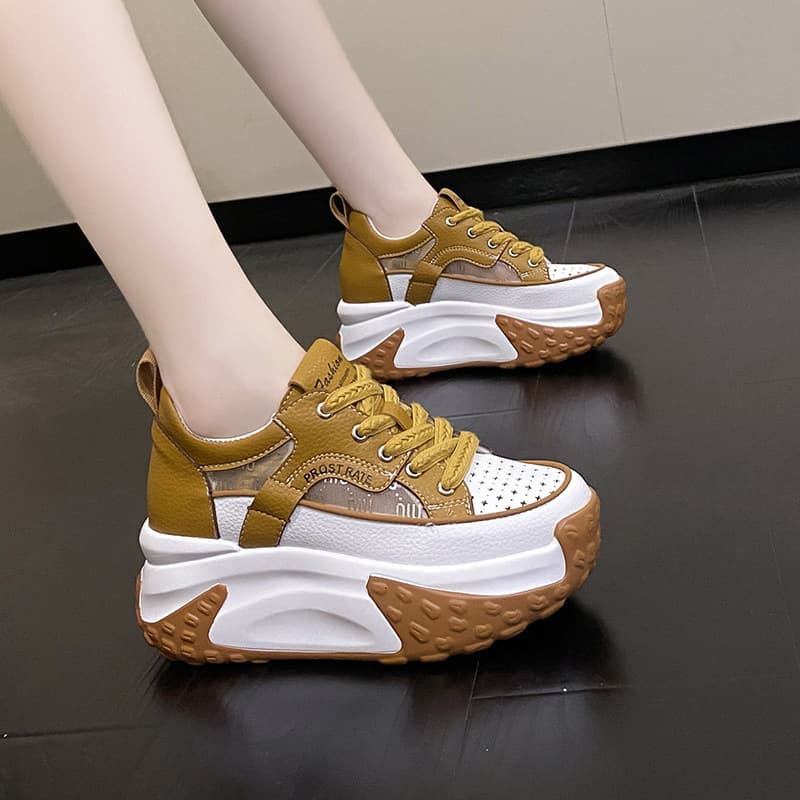 Jinbukang Trendy Torre Shoes Summer Hot New All-Match Mesh Breathable Women's Shoes Thick Sole Platform Casual Sneakers