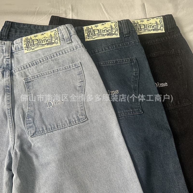 DM Spring/Summer New 3D Embroidery Men's Pants Loose Straight Cotton Unisex Denim Skateboard Pants Long Pants Streetwear Brand
