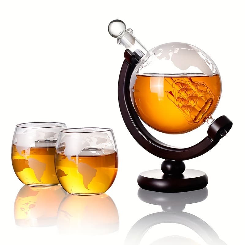 Amazon Globe Bottle Glass Decanter Built-in Sailboat Whiskey Bottle Wine Dispenser Gift Set