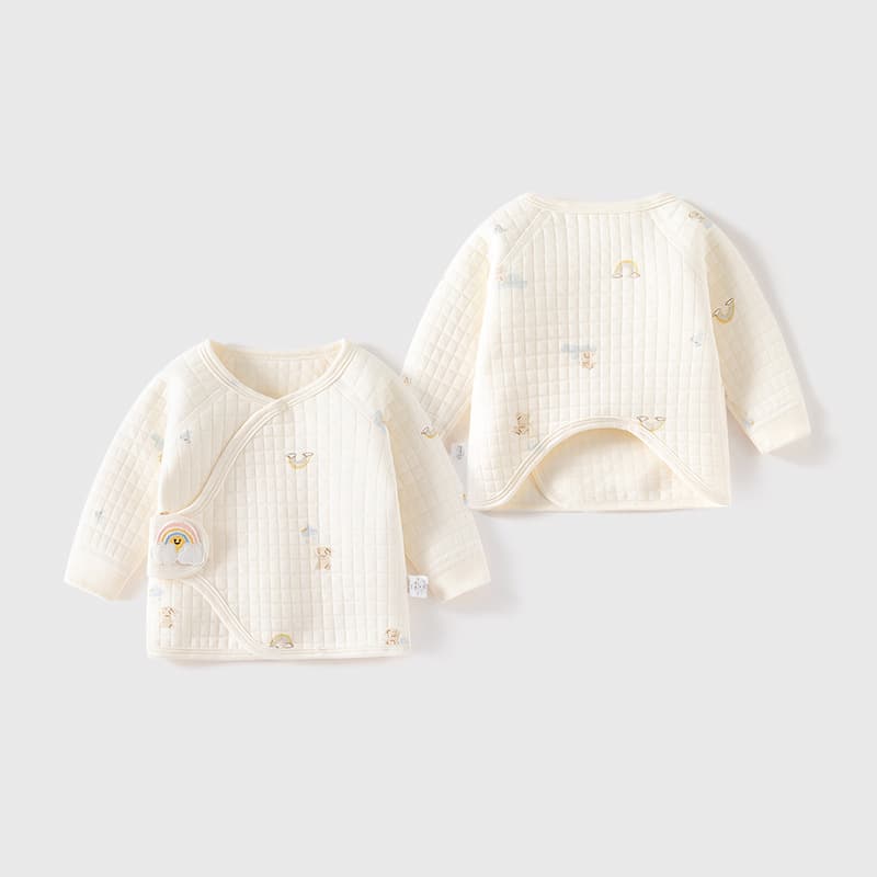 Newborn Half-Back Shirt Cute Cartoon Snap Front Top Seamless Pure Cotton Unisex Baby Spring/Autumn/Winter Single Piece Pajamas