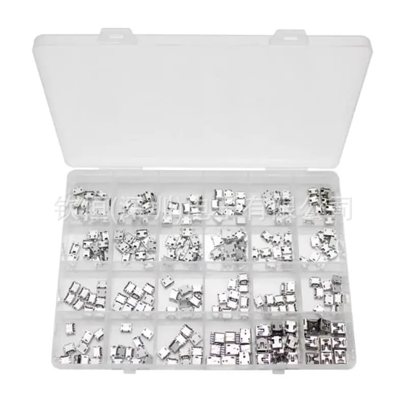 240pcs (24 types) Micro USB female connector boxed Android charging adapter, micro USB interface