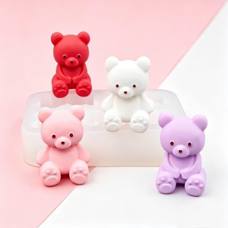 Cute bear gummy silicone mold DIY diffuser gypsum chocolate cake ornaments handmade soap silicone mold