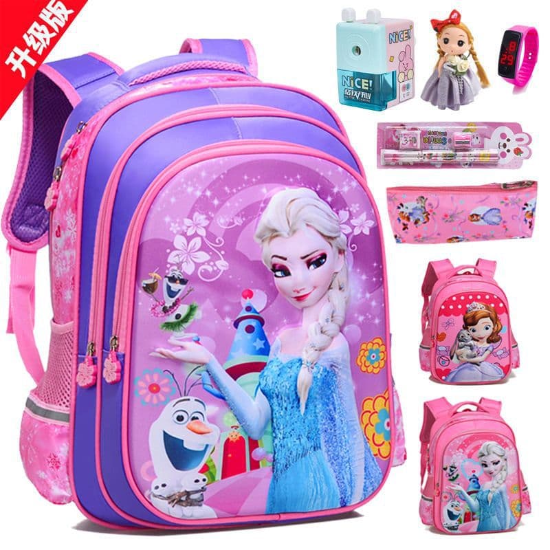 Elementary school students' school bags children's kindergarten 3-6 years old Frozen Elsa Princess bag girls 1-2-5 grade
