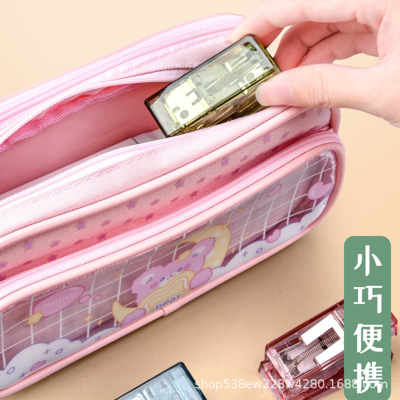 Transparent Stapler Set Cute Student Stationery Minimalist Ins Portable Small Mini Stapler Wholesale