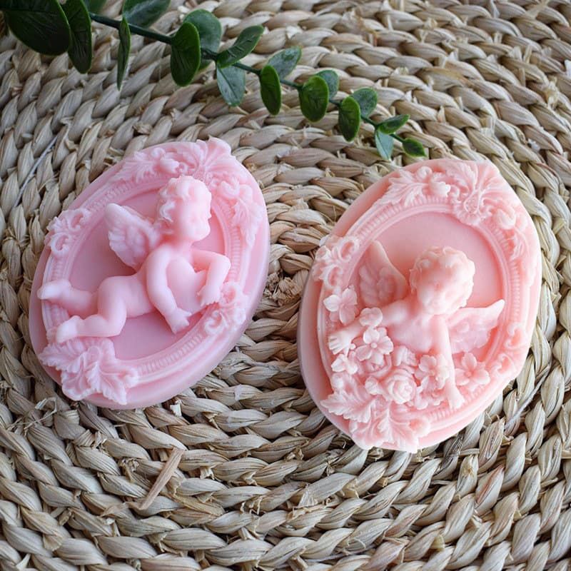 Renshan mold cross-border hot selling ins cute angel flower girl aromatherapy candle plaster silicone mold manufacturer