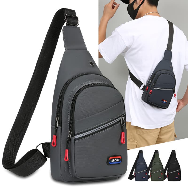Men's Casual Outdoor Sports Chest Bag Single Shoulder Sling Bag Breathable Waterproof Leather Urban Minimalist Style