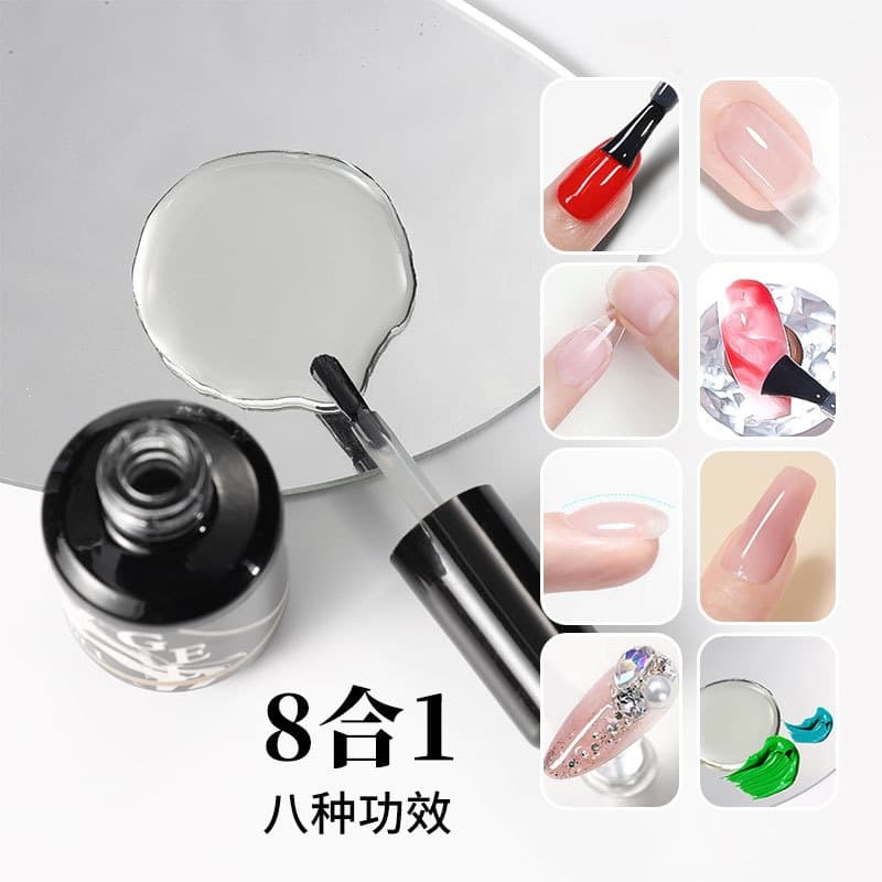 Nail 8-in-1 Functional Gel: Self-Leveling Builder Gel, Reinforcement, Tip Glue, UV Gel, Ombre, Top Coat, Rhinestone Glue - Wholesale
