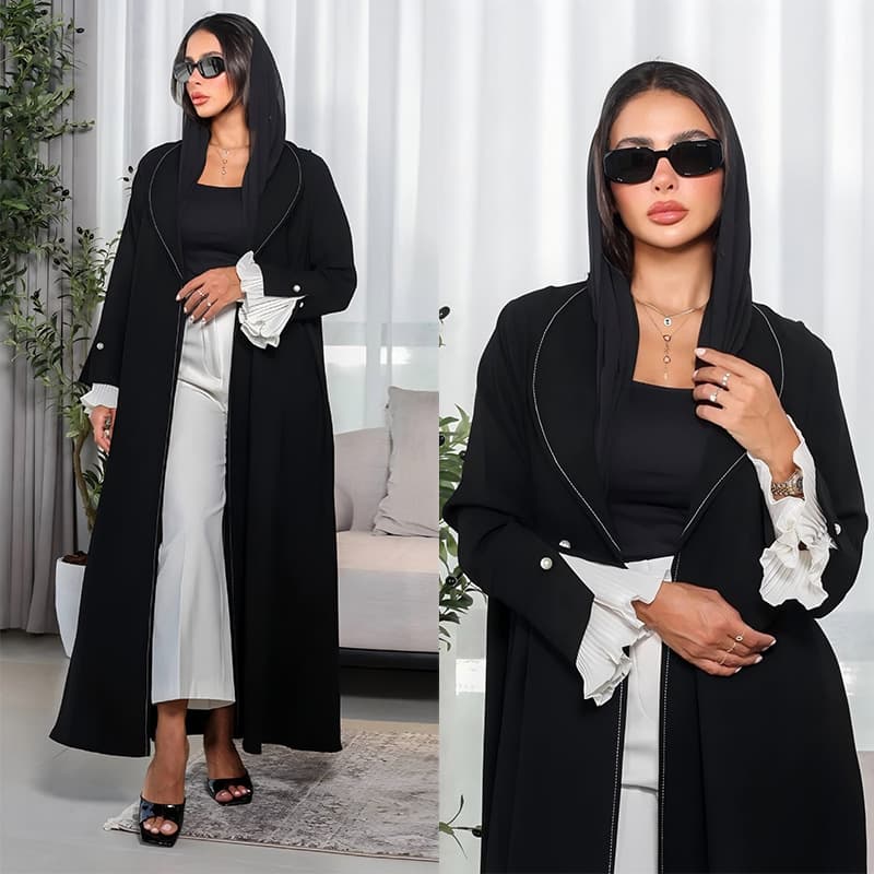 MQ170 Modest Women's Fashion Summer Casual Sleeve Slit Pleated Craft Coat