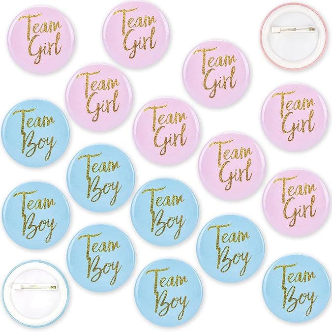 Baby Shower Team Boy Badge Team Girl Gender Reveal Party Tin Pin