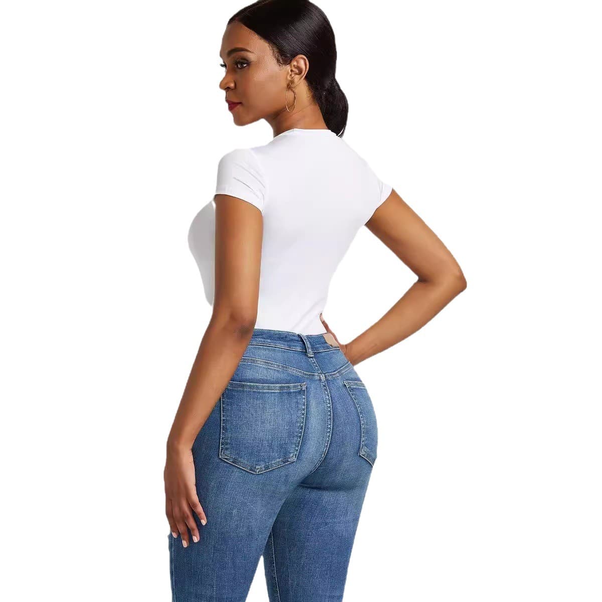Cross-border European and American Women's Fashion Irregular Bodysuit for eBay Amazon Sexy Solid Color Butt-lifting Base Layer