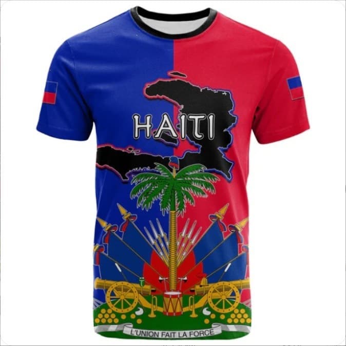 2025 Summer Cross-Border Haiti Flag T-Shirt Haiti 3D Print T-Shirt Haiti Pattern Short Sleeve T-Shirt for Men