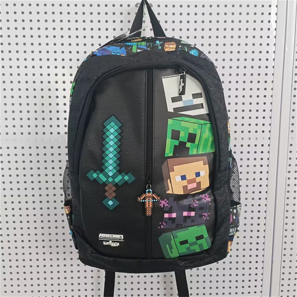 Australian Smiggle school bag 1-6 students shoulder black sword Minecraft backpack multi-functional bag