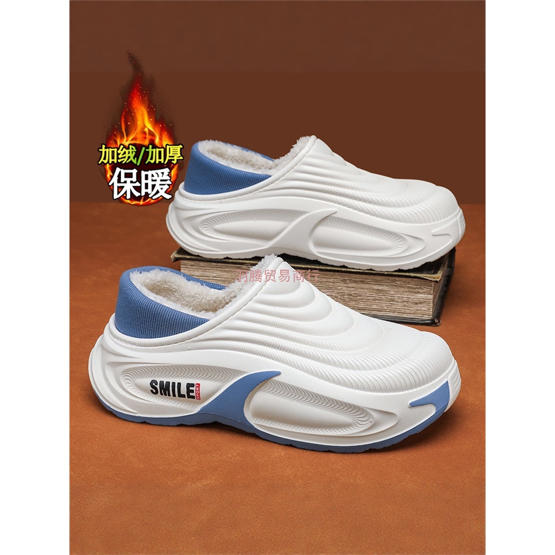 Closed-back cotton slippers for men winter 2025 new style outdoor wear anti-slip waterproof thick sole fur-lined warm plush cotton shoes