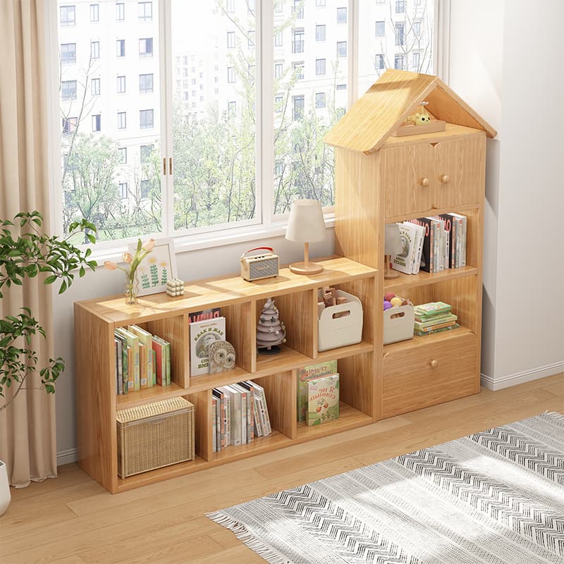 Solid Wood Children's Bookshelf, Floor Storage Rack, Kindergarten Reading Area Modular Toy Storage Cabinet, Home Bookcase