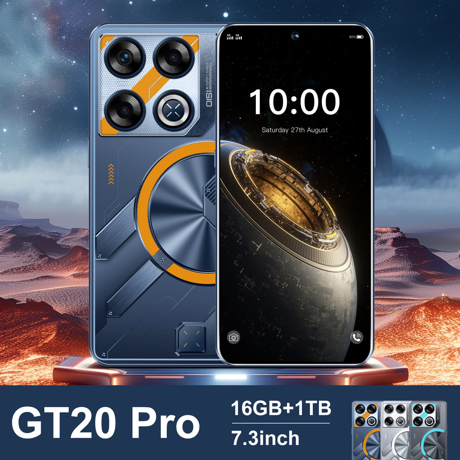 New Cross-Border Mobile Phone GT20 Pro HD 16 1T In-Cell Screen Smart Phone Manufacturers Wholesale 6.6 Inches