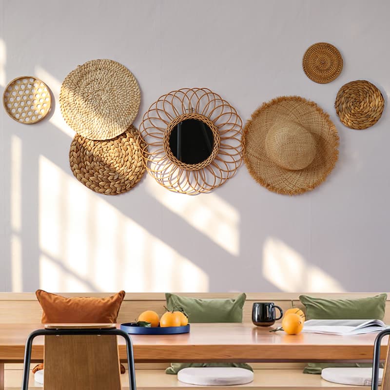 Bohemian ethnic style background wall wall decoration pendant handmade rattan bed and breakfast living room entrance decoration