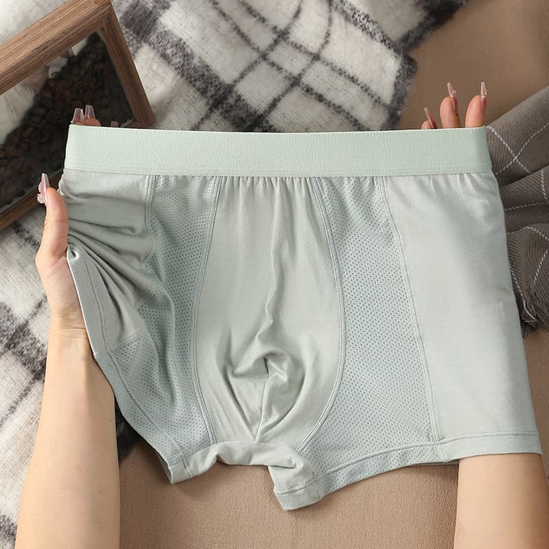 New Summer Men's Boxer Briefs Solid Color Breathable Mesh Series Boxer Shorts 1-Pack Wholesale