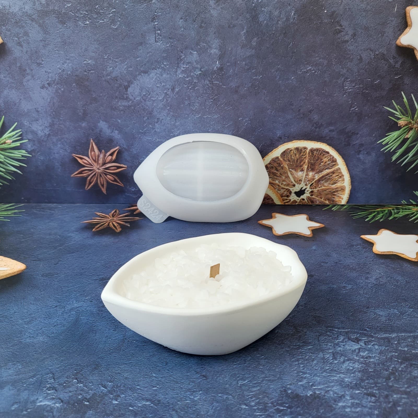 S2424 Leaf Storage Decorative Cement Plaster Mold DIY Silicone Mold