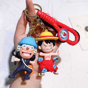 8th Generation One Piece Keychain Luffy Nami Sanji Zoro Keychain Dragon Ball Figure Keyring for Men and Women Bag Charm