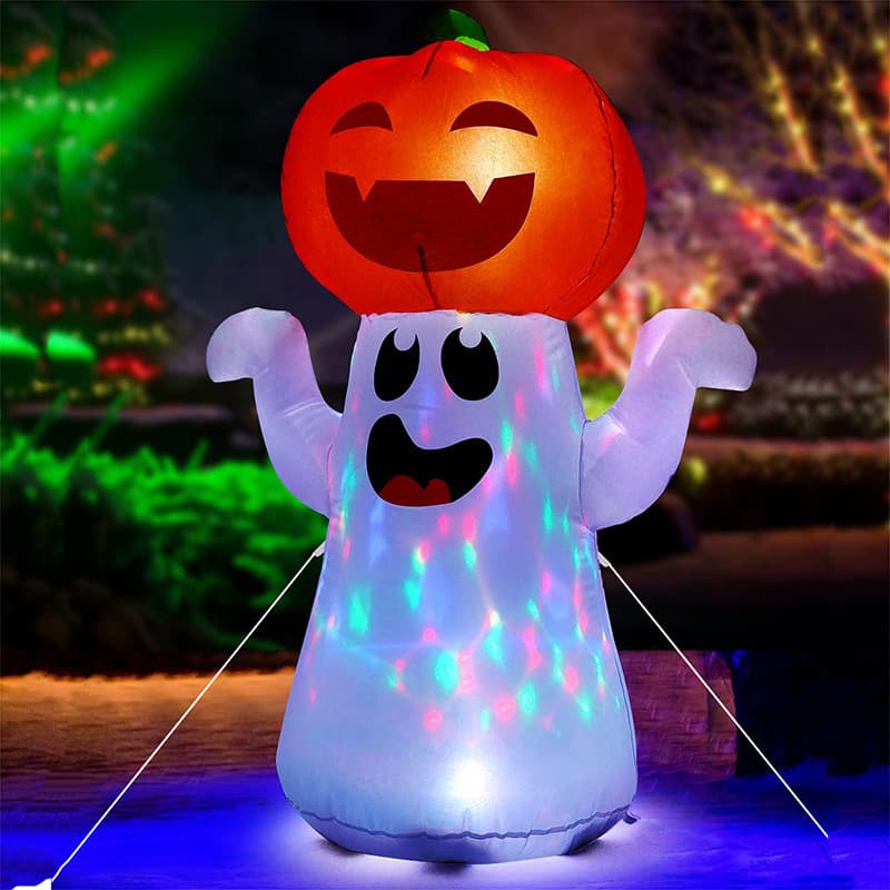 Inflatable Pumpkin Ghost Halloween Glow Toy Outdoor Courtyard Eyeball Bat Spider Hanging Decor Scary White Ghost