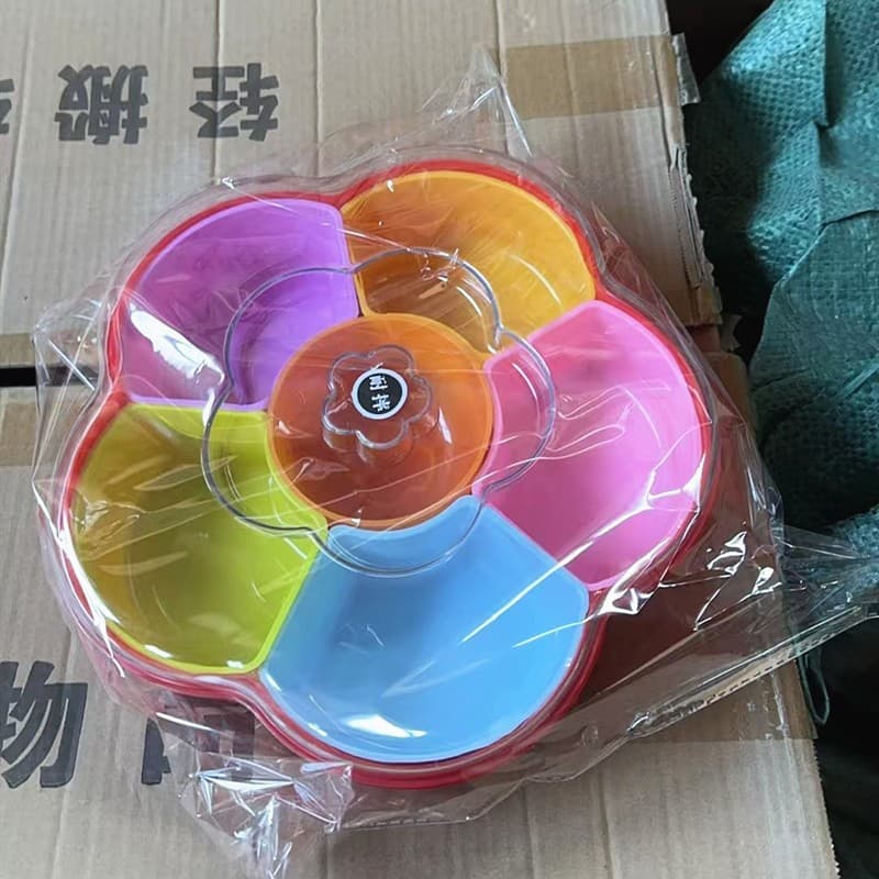 Split Plum Blossom Fruit Box Living Room Fruit Plate Sunflower Seed Box Chinese New Year Wedding Candy Box 10 Yuan Supply Nuts