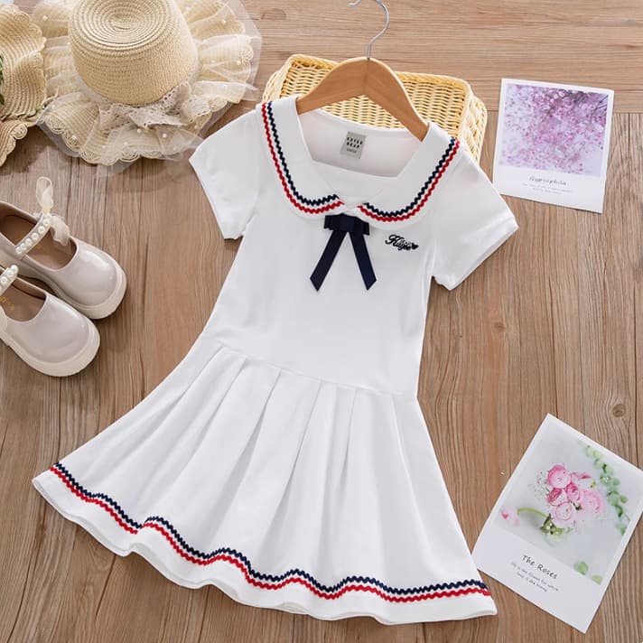 Girls Summer Dress 2025 New Style Short Sleeve Cotton Princess Dress for Toddler Kids