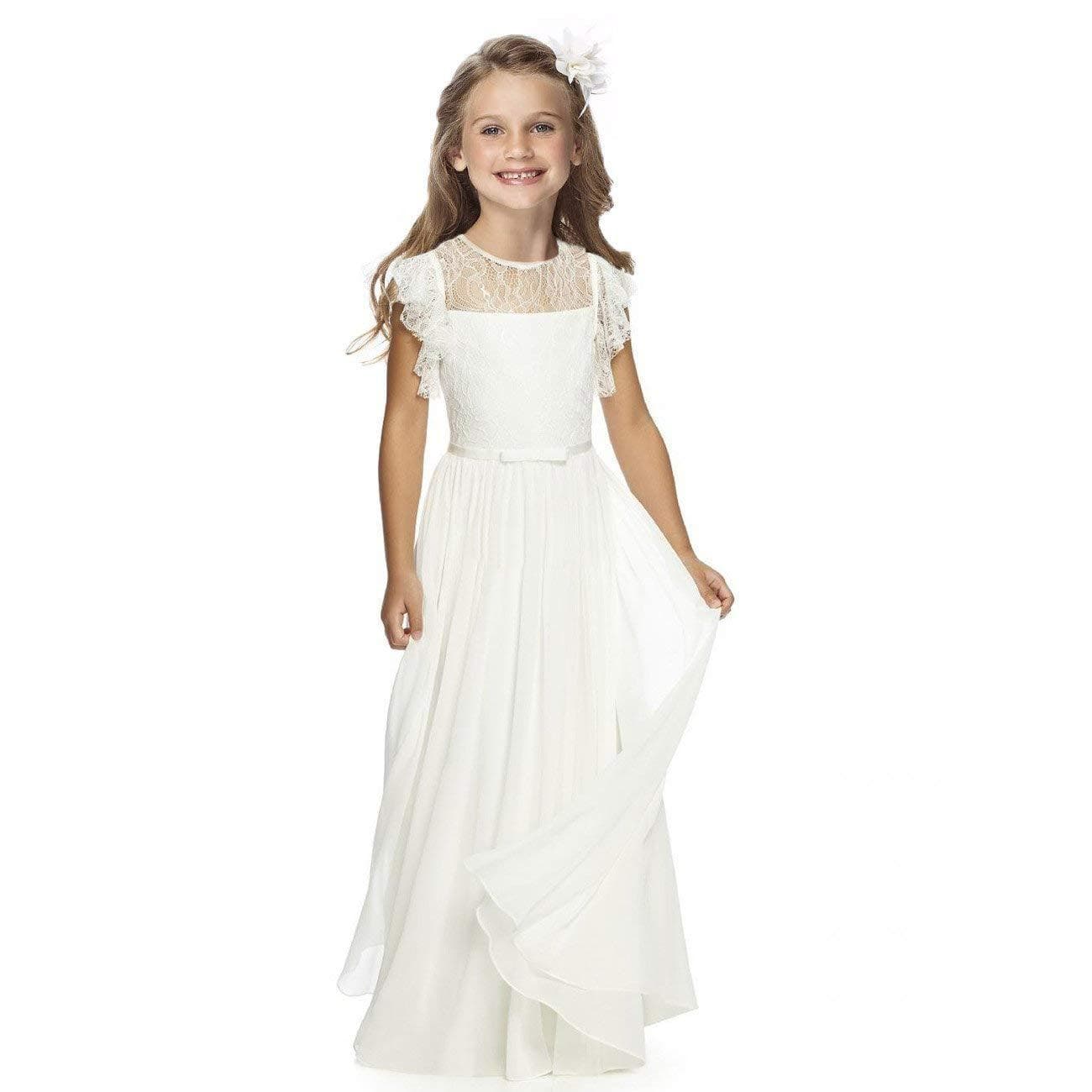 Elegant European Children's Wedding Dress Girl's Lace Birthday Party Princess Long Skirt Polyester Fiber Summer Spring Autumn