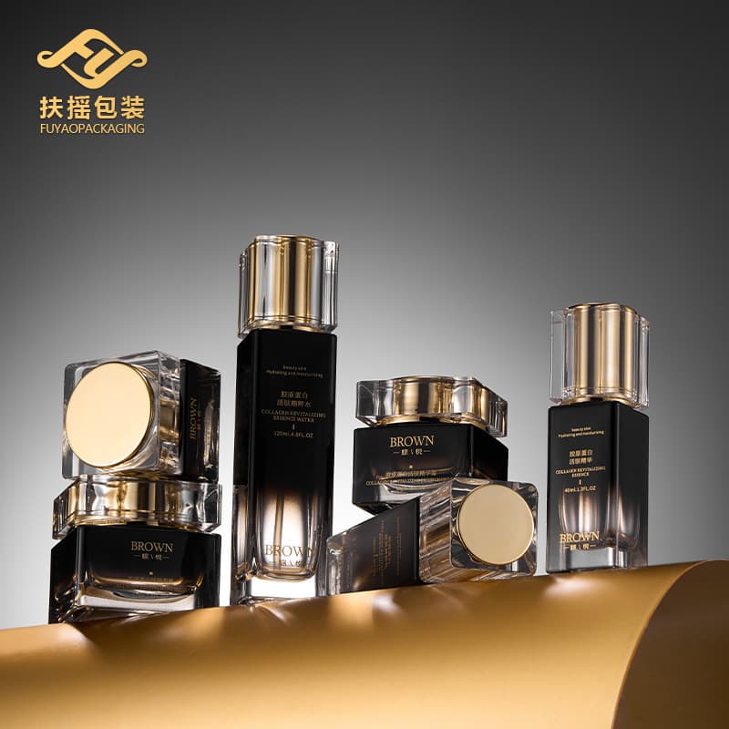Black gold cosmetic packaging material, gold edge lotion bottle, cream bottle, facial cream jar set, skin care products, ready-made cream bottle 30g