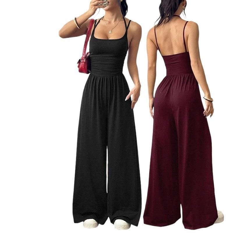 Amazon US/EU Cross-Border 2026 Summer New Strappy Women's Casual Tube Jumpsuit Loose Wide-Leg