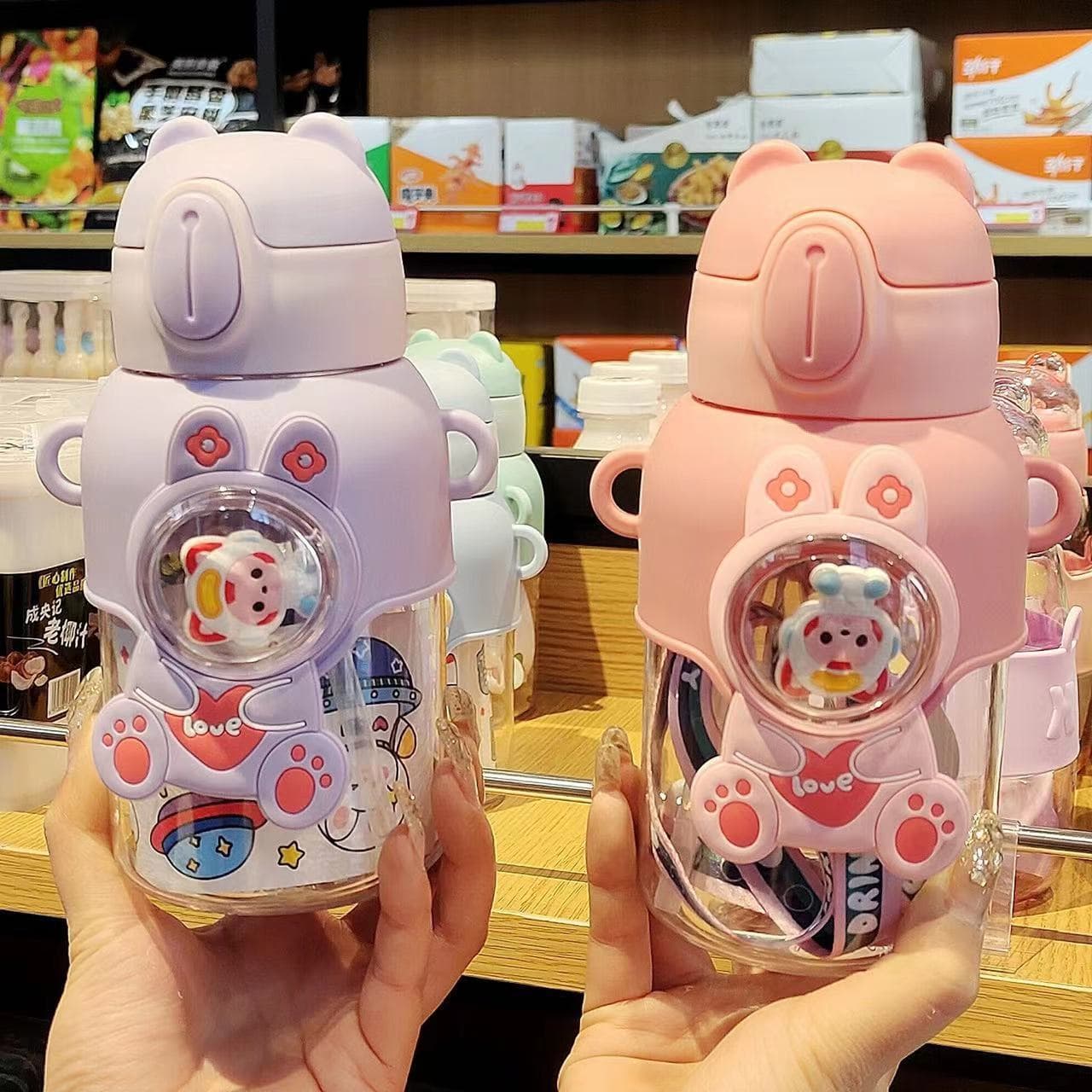 Children's water cup for girls going to school, plastic cup, portable kettle, primary school boy, summer, cute straw cup