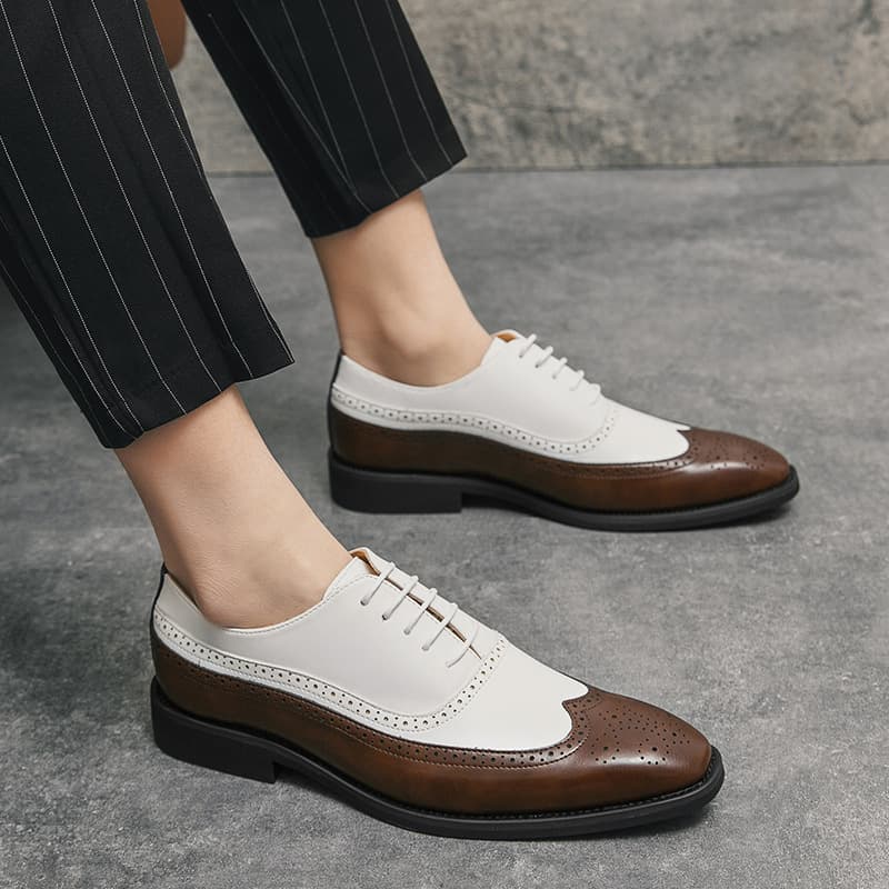 Business Casual Men's Shoes Block Color Square Toe Formal Low Top Rubber Outsole PU Leather Upper Workwear Style Shoes