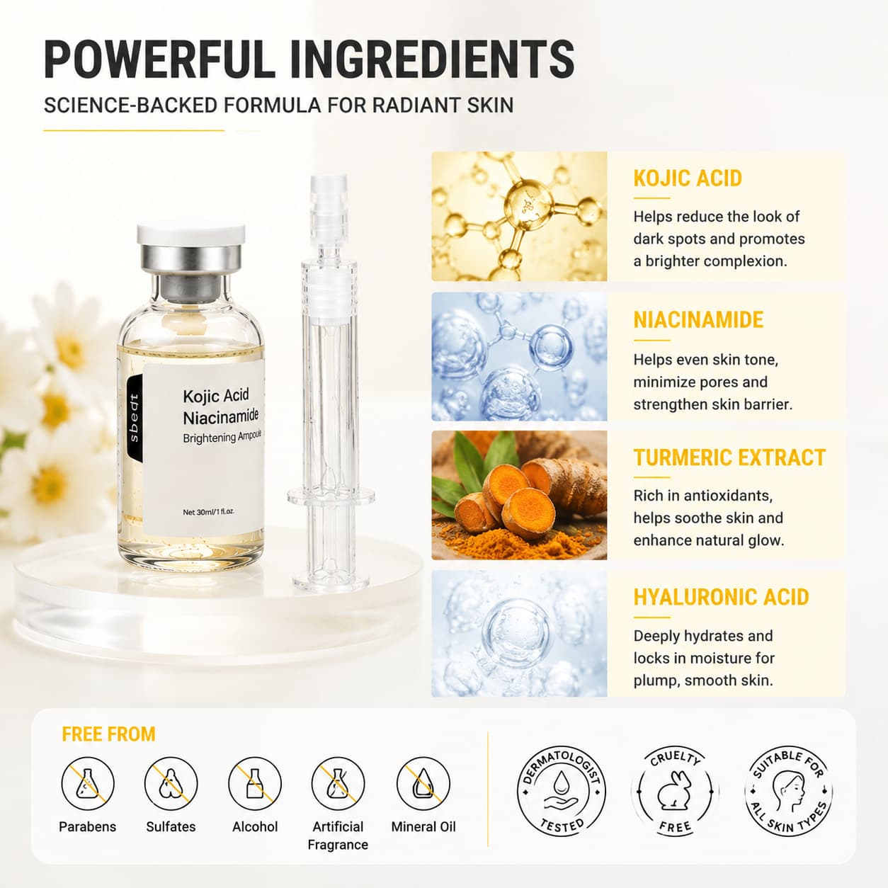 Cross-border Glow Intensive Kojic Acid Ampoule with Kojic Acid and Niacinamide