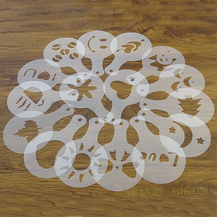 Fancy Coffee Printing Model Flower Mold Milk Bubble Spray Flower Template Set Baking Utensils Cake Pastry Decoration