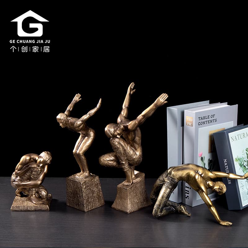 European Style Fitness Male Sculpture Decorative Sample Room Decoration Luxury Living Room Entrance Wine Cabinet Home Decor