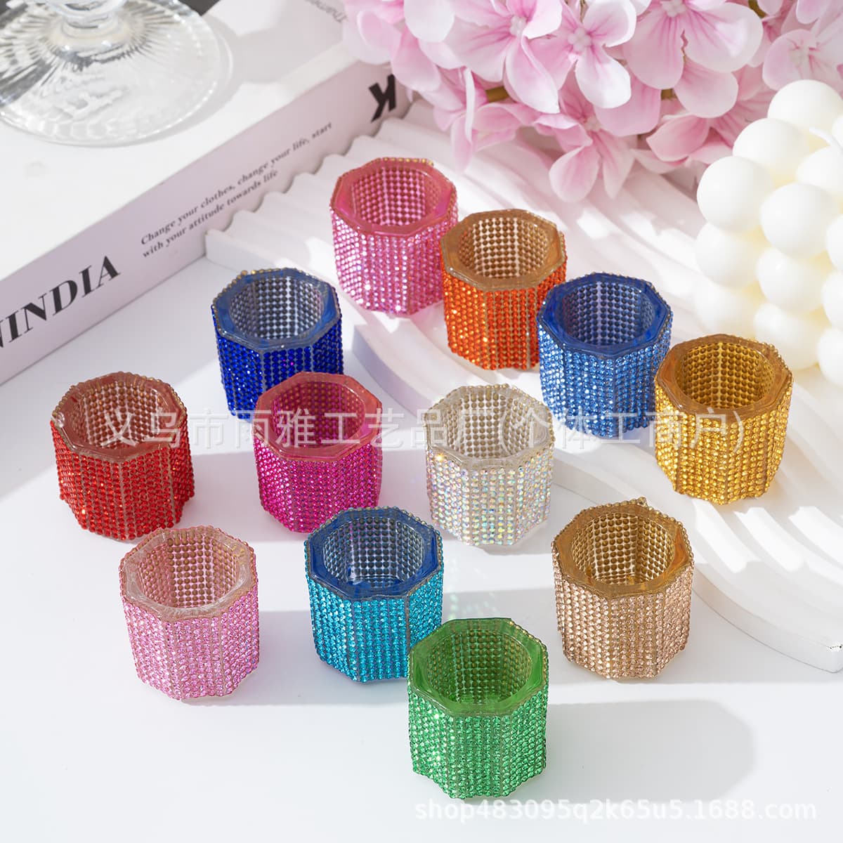 Hot-selling Rhinestone Crystal Cup without Lid, Nail Art Crystal Mixing Cup, Thickened Transparent Nail Tool