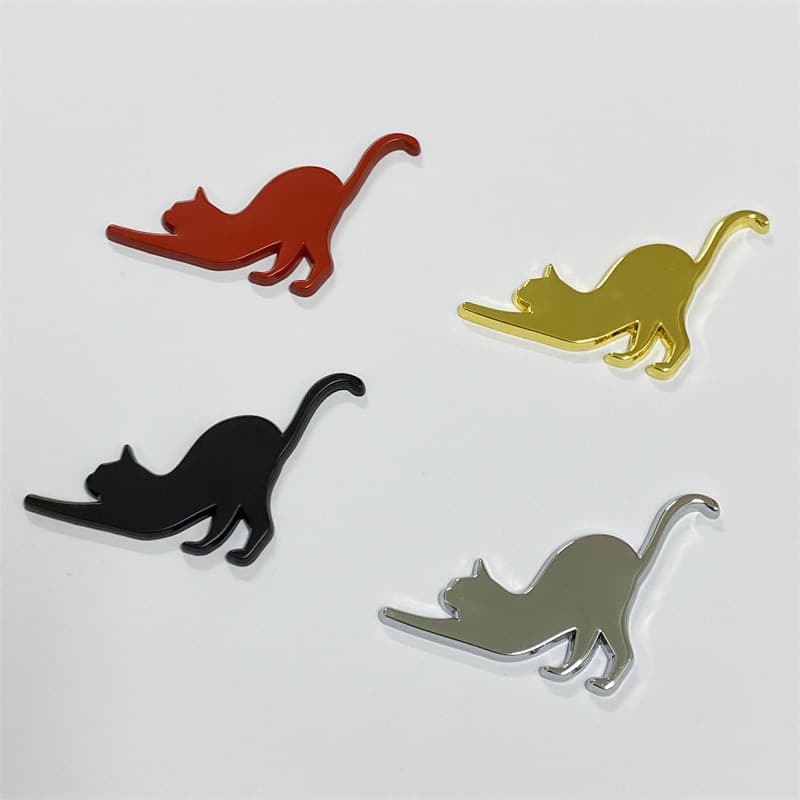 Custom Pet Cat Metal Car Sticker Tail Badge Side Badge Exterior Scratch White Cat Waterproof Decal Fridge Magnet