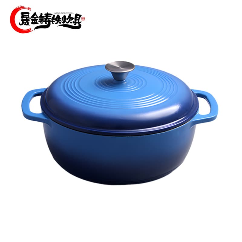 Cast iron enamel pot for baking bread enamel double ear pot deepened white cast iron Dutch pot stew and bake dual-purpose pot
