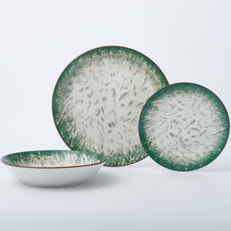Ceramic tableware printed underglaze color strokes home dining plate set three-piece soup plate export underglaze color process