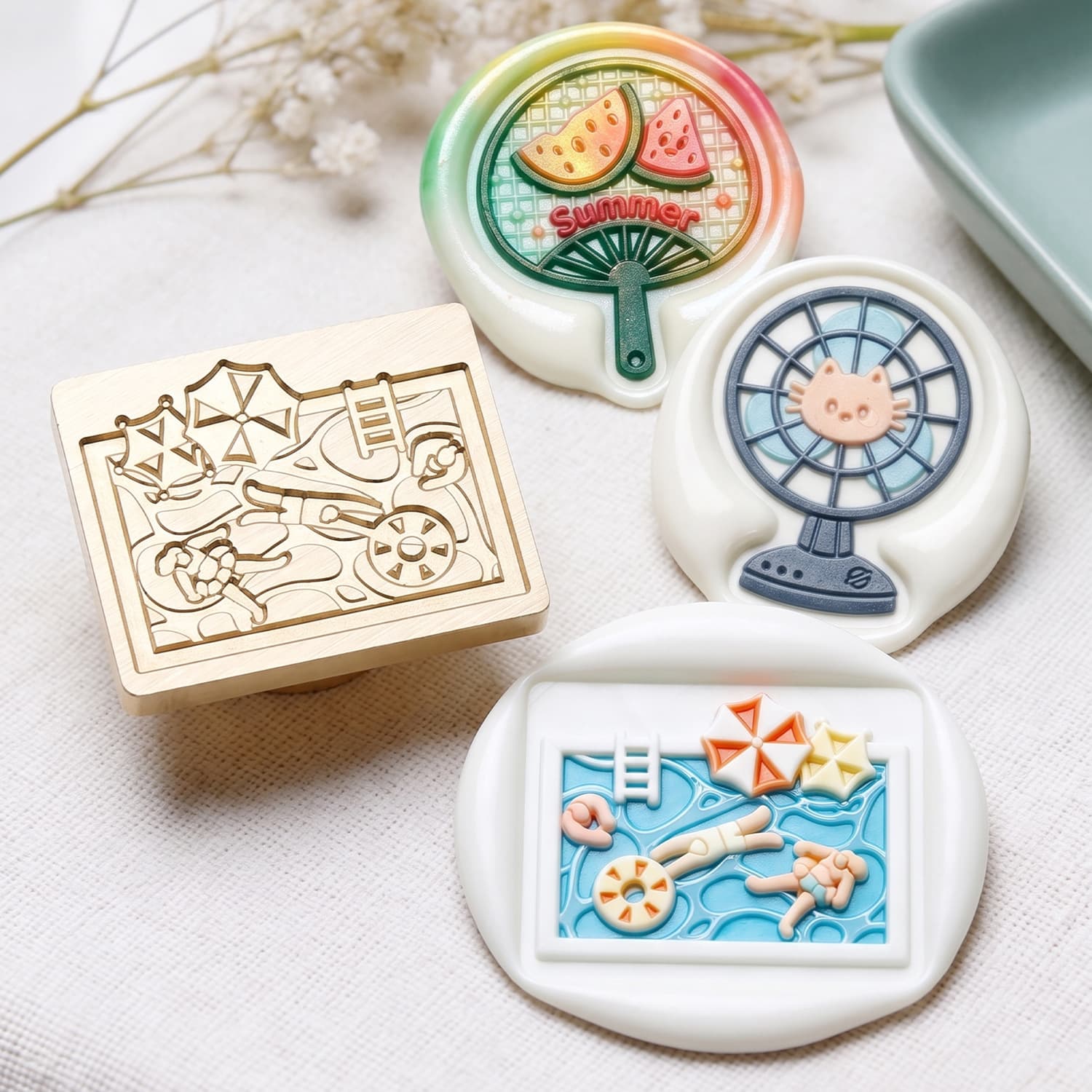 Multi-layer cartoon series fire paint seal copper head multi-layer flat carving fine brass material hand account seal seal accessories