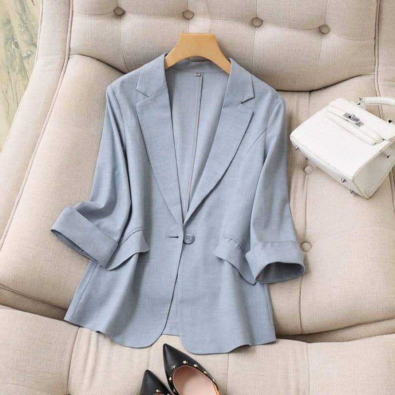 2026 Women's Three-Quarter Sleeve Blazer, Spring/Summer New Korean Style, Elegant Slim Fit, Women's Blazer Top