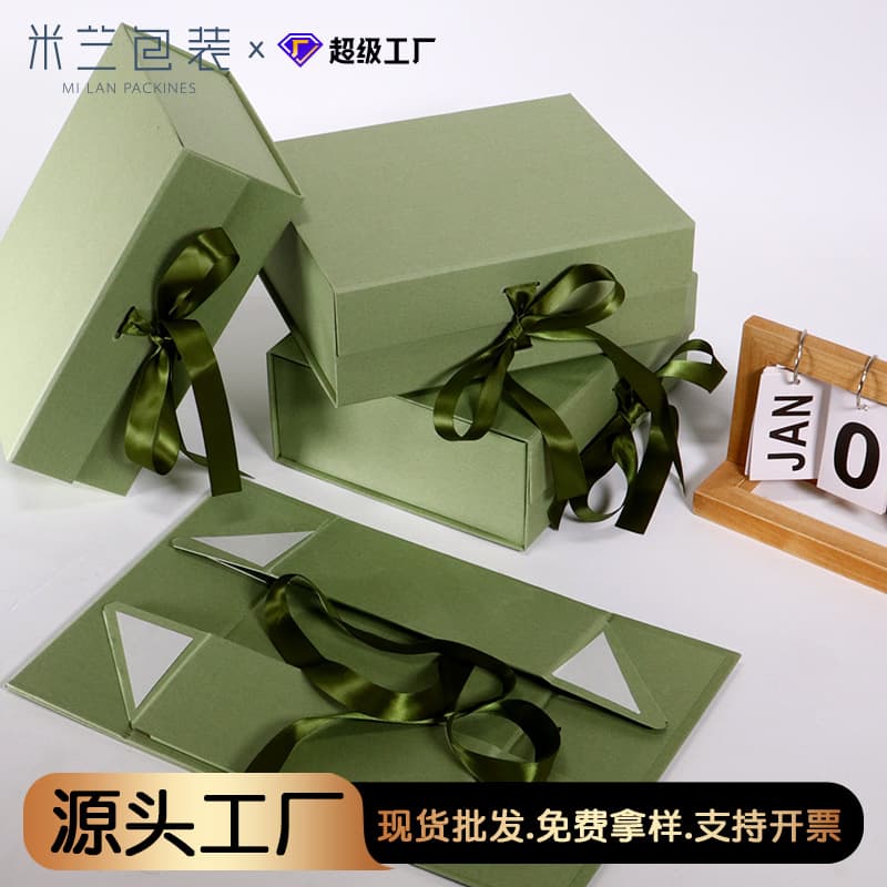 Milan Gift Empty Box Wholesale In Stock Apparel Holiday Candy Wedding Bow Foldable Box Souvenir Gift Box Storage