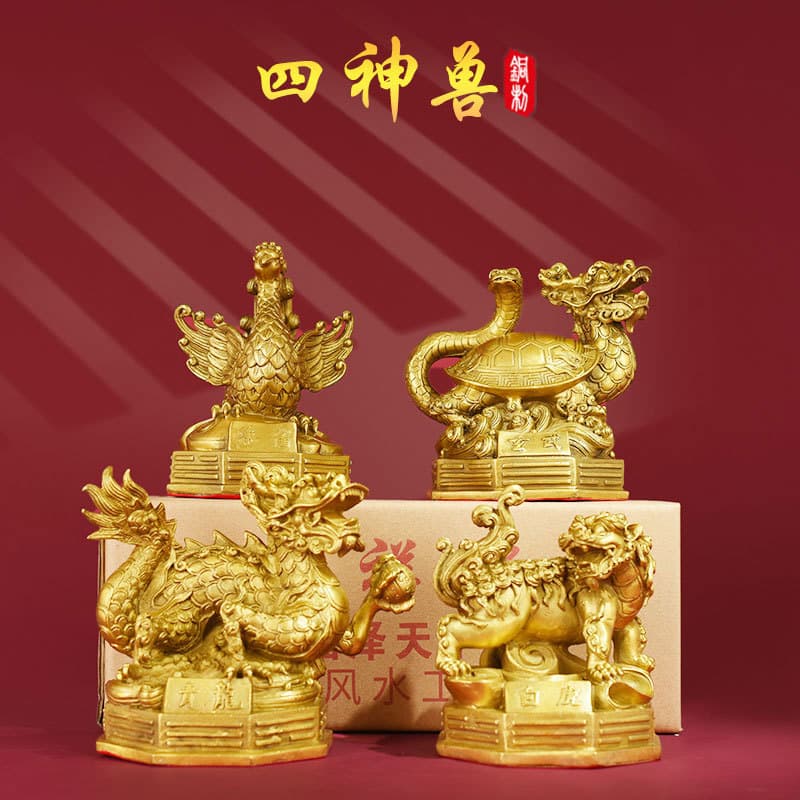 Bronze Four Gods Ornaments Bronze Blue Dragon White Tiger Suzaku Basalt Bronze Four Gods Ornaments Home Crafts Gift Ornaments