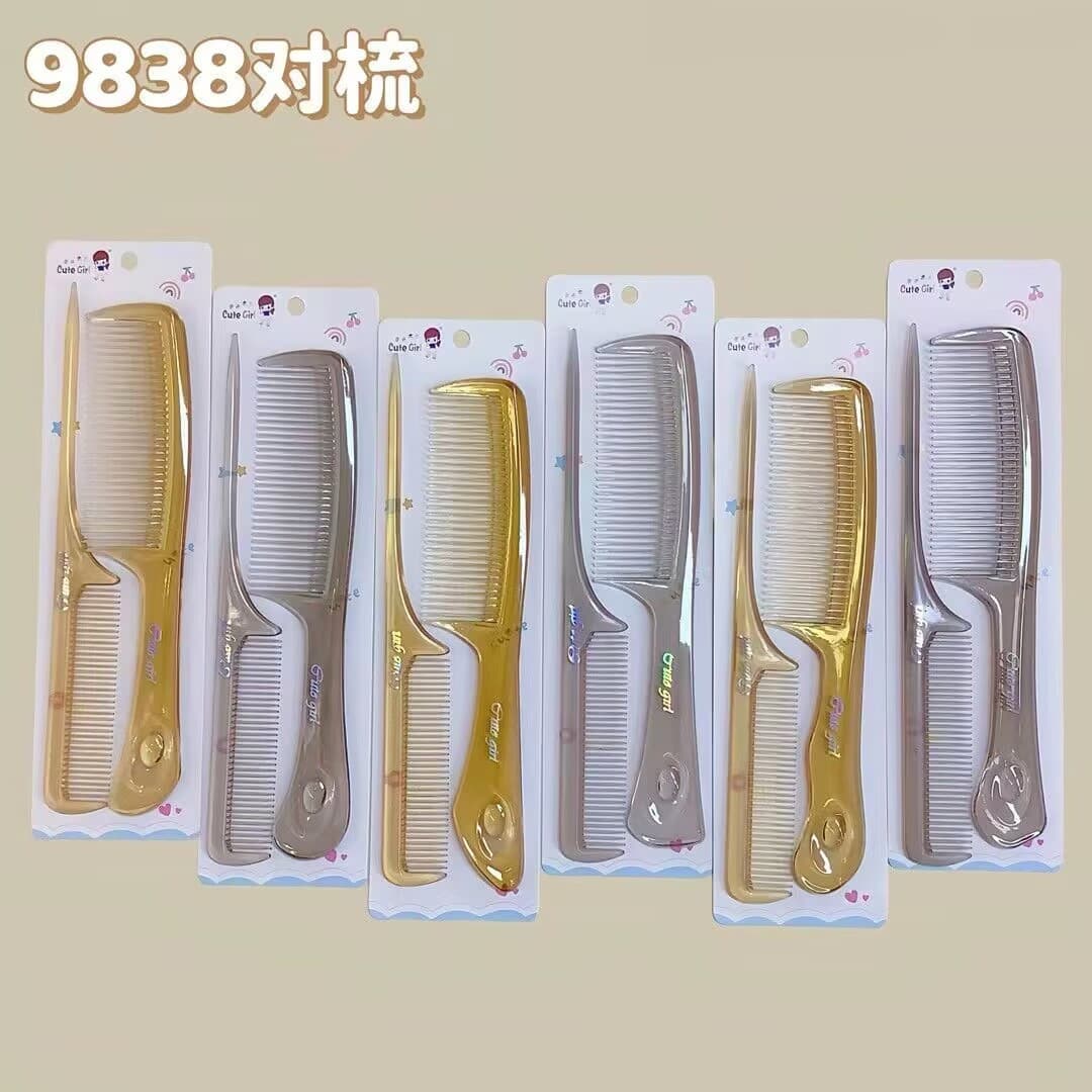 Black Tea Glazed Pair of Combs Hair Tool Set, 2-Piece Comb Hair Styling Comb Practical Comb Home Hair Styling Utility Comb