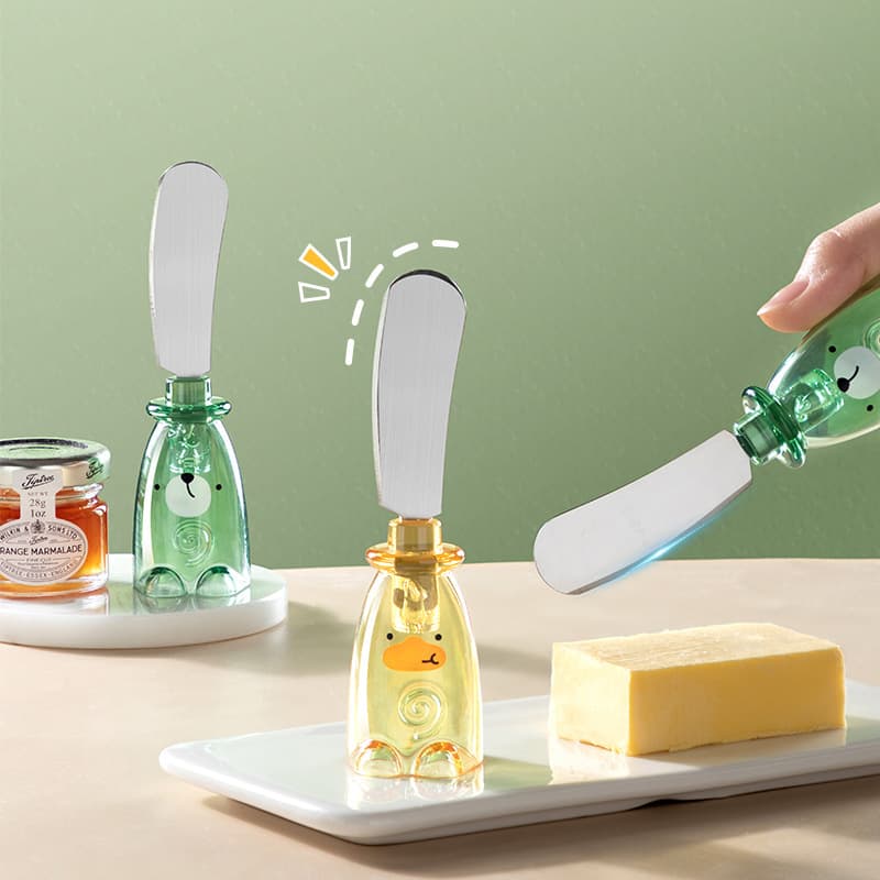 Cute stainless steel butter knife, cheese and dessert spreader, mini standable spreader for jams