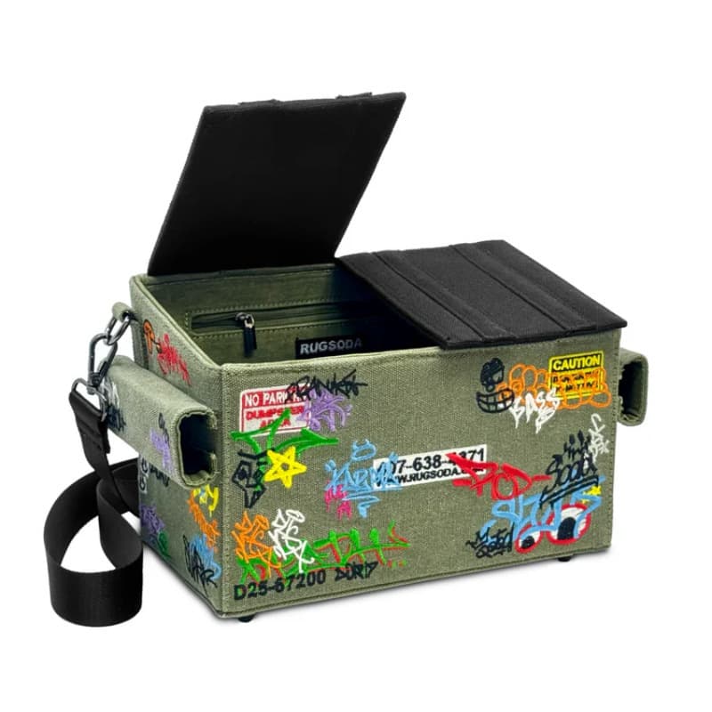 Cross-border Trend, Embroidered Graffiti Men's Single Shoulder Canvas Bag, Trash Can Bag, Personalized Crossbody Bag