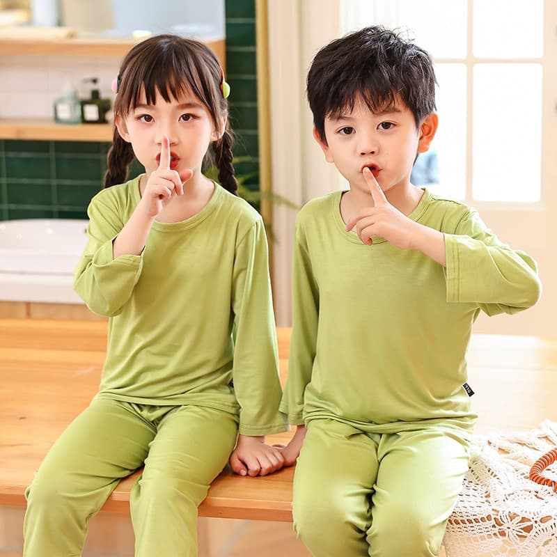 Summer Boys Baby Loungewear Set, Older Kids High-Waist Belly-Protecting Children's Pajamas, Girls Modal Air-Conditioned Clothing